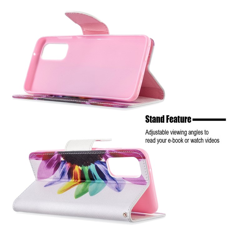 Pattern Printing Leather Wallet Stand Case for Samsung Galaxy S20 - Colorful Petals-5