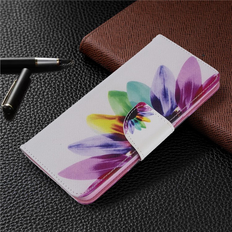 Pattern Printing Leather Wallet Stand Case for Samsung Galaxy S20 - Colorful Petals-7