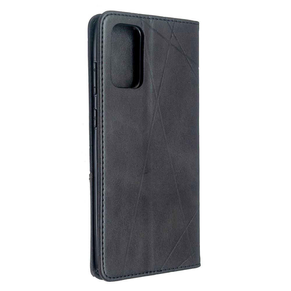 Estuche de Titular de la Tarjeta de Cuero de Stand Geométrico Para Samsung Galaxy S20 Plus / S20 Más 5G - Negro