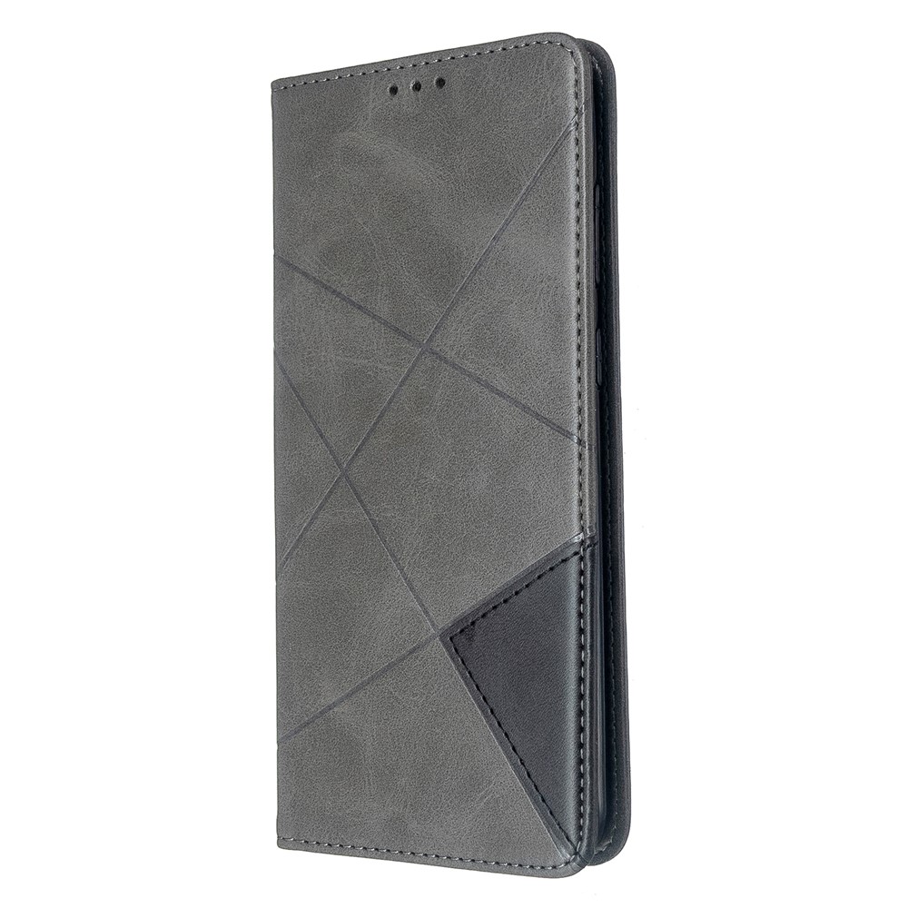 Geometric Pattern Stand Leather Card Holder Case for Samsung Galaxy S20 Plus - Grey-2