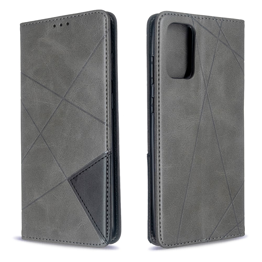 Geometric Pattern Stand Leather Card Holder Case for Samsung Galaxy S20 Plus - Grey-4