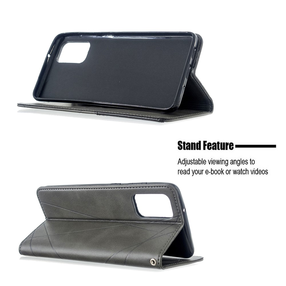 Geometric Pattern Stand Leather Card Holder Case for Samsung Galaxy S20 Plus - Grey-5