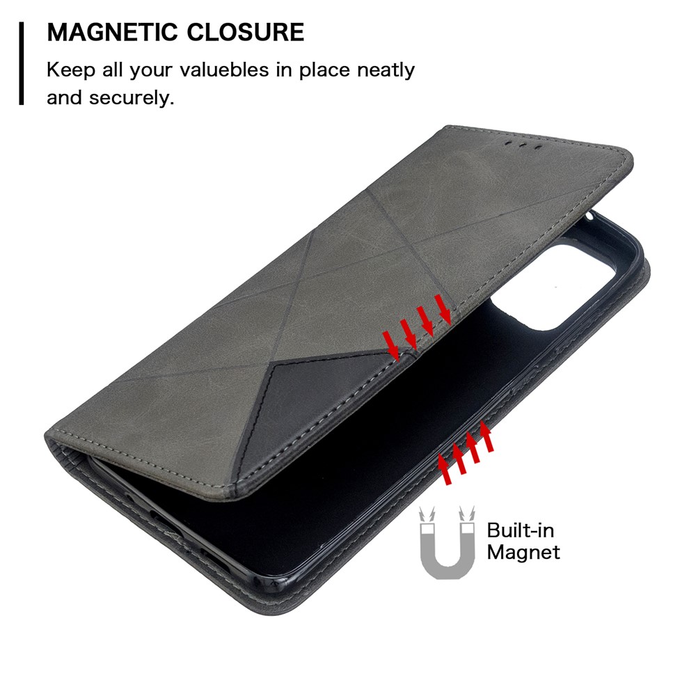 Geometric Pattern Stand Leather Card Holder Case for Samsung Galaxy S20 Plus - Grey-6