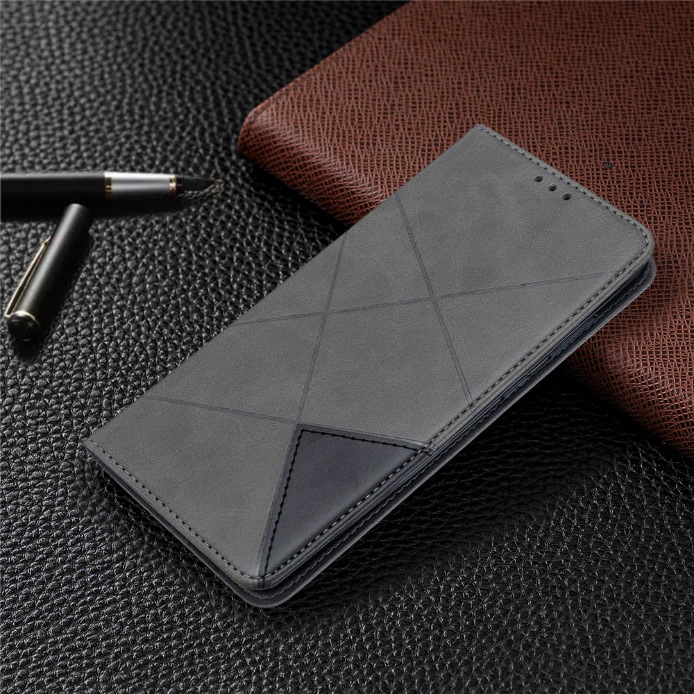Geometric Pattern Stand Leather Card Holder Case for Samsung Galaxy S20 Plus - Grey-8