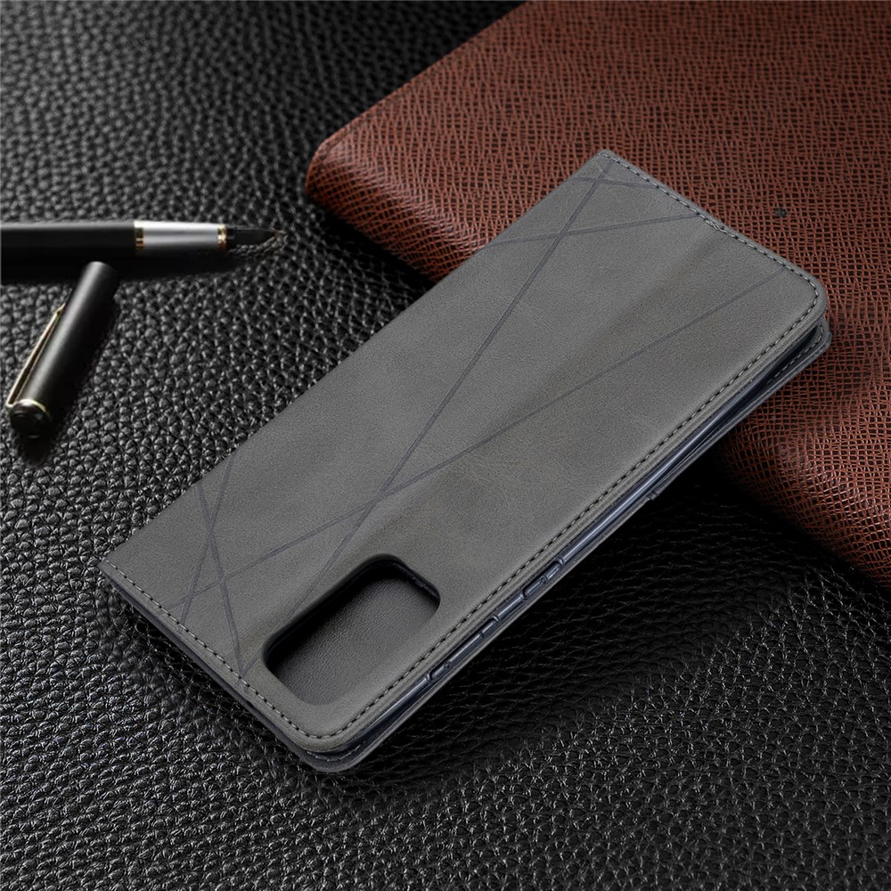 Geometric Pattern Stand Leather Card Holder Case for Samsung Galaxy S20 Plus - Grey-9
