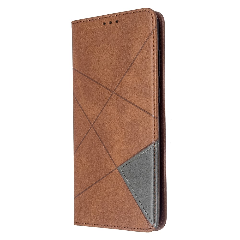 Geometric Pattern Stand Leather Card Holder Case for Samsung Galaxy S20 Plus / S20 Plus 5G - Brown-2