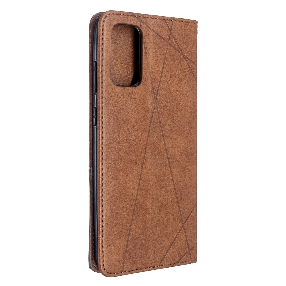Geometric Pattern Stand Leather Card Holder Case for Samsung Galaxy S20 Plus - Coffee-3