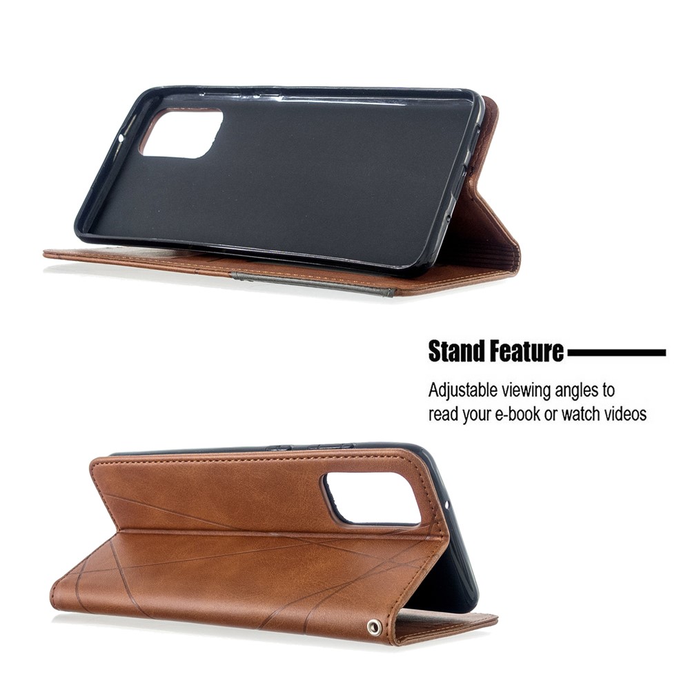 Geometric Pattern Stand Leather Card Holder Case for Samsung Galaxy S20 Plus - Coffee-5
