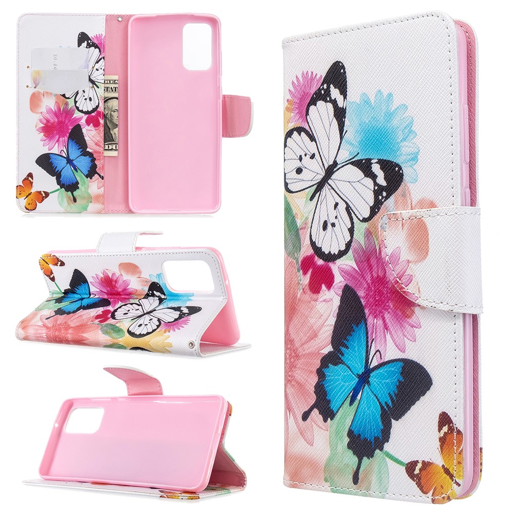 Pattern Printing Leather Wallet Case for Samsung Galaxy S11 - Colorful Butterflies-1