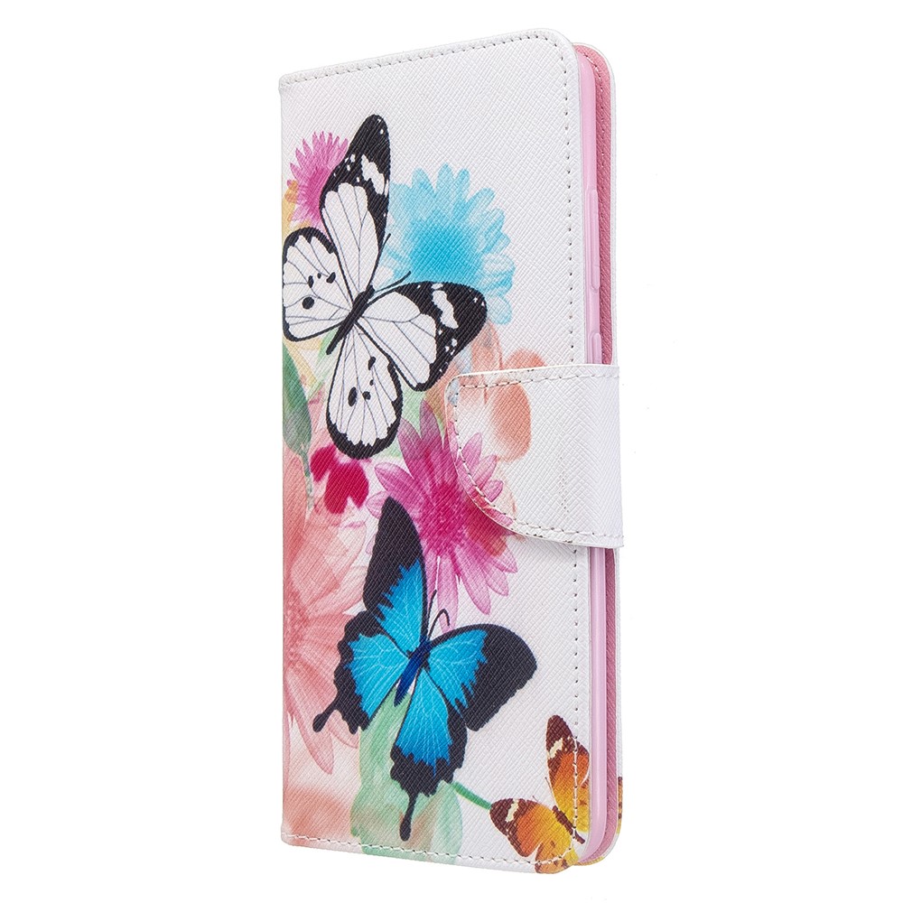 Estuche de Billetera de Cuero de Impresión de Patrones Para Samsung Galaxy S20 Plus - Mariposas Coloridas