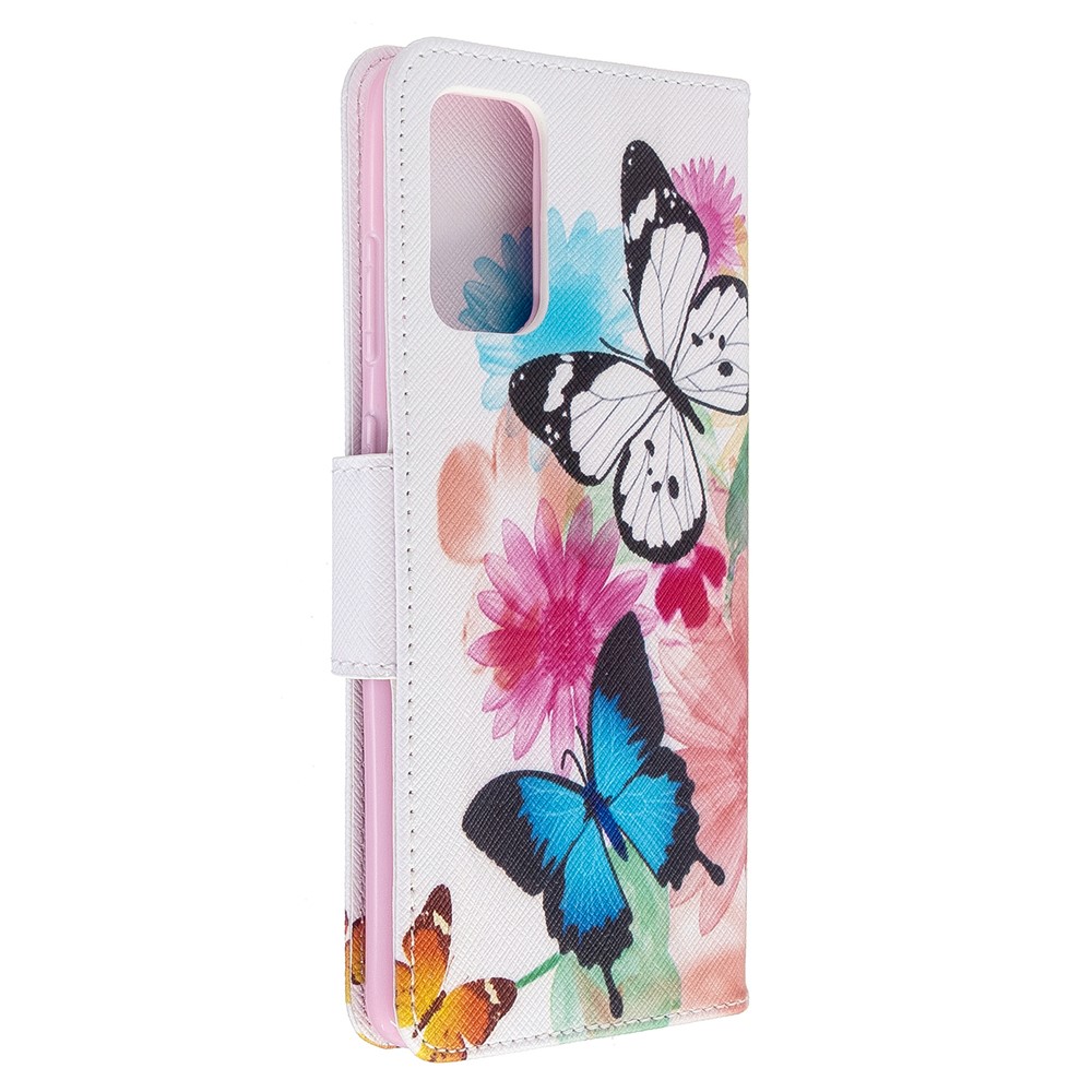 Estuche de Billetera de Cuero de Impresión de Patrones Para Samsung Galaxy S20 Plus - Mariposas Coloridas