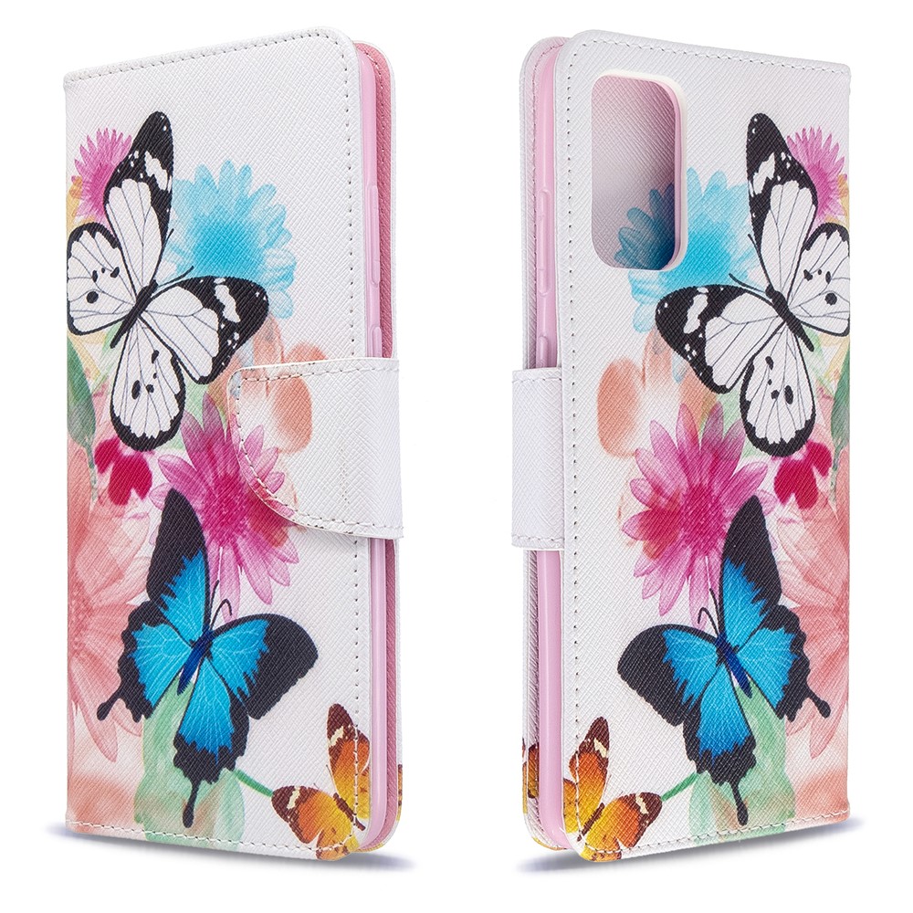 Estuche de Billetera de Cuero de Impresión de Patrones Para Samsung Galaxy S20 Plus - Mariposas Coloridas