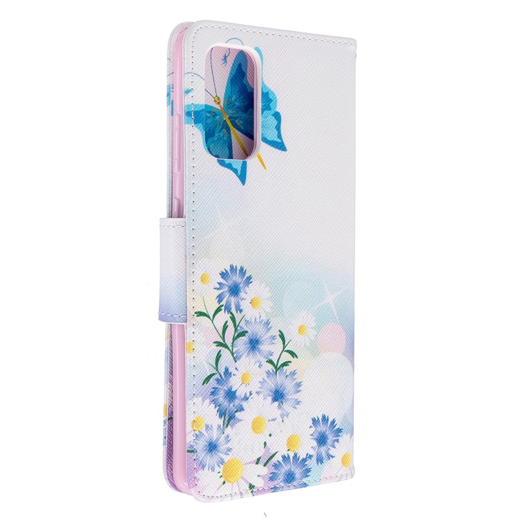 Pattern Printing Leather Wallet Case for Samsung Galaxy S20 Plus - Butterfly and Flowers-3