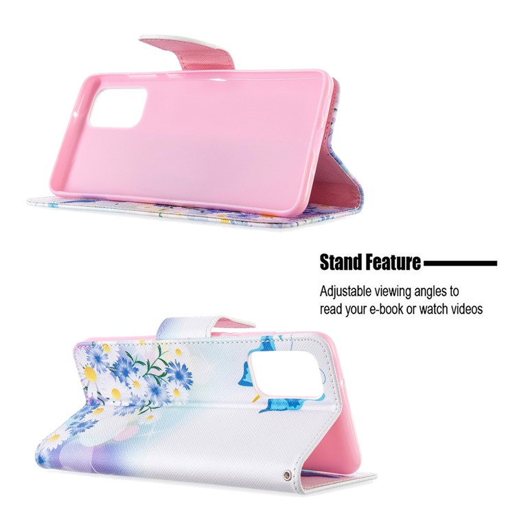 Pattern Printing Leather Wallet Case for Samsung Galaxy S20 Plus - Butterfly and Flowers-5