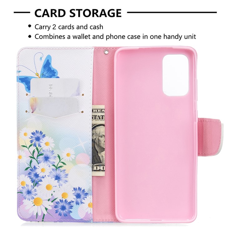 Pattern Printing Leather Wallet Case for Samsung Galaxy S20 Plus - Butterfly and Flowers-6
