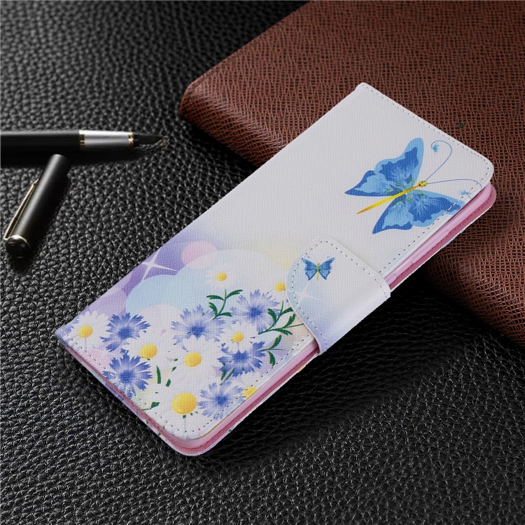 Pattern Printing Leather Wallet Case for Samsung Galaxy S20 Plus - Butterfly and Flowers-7