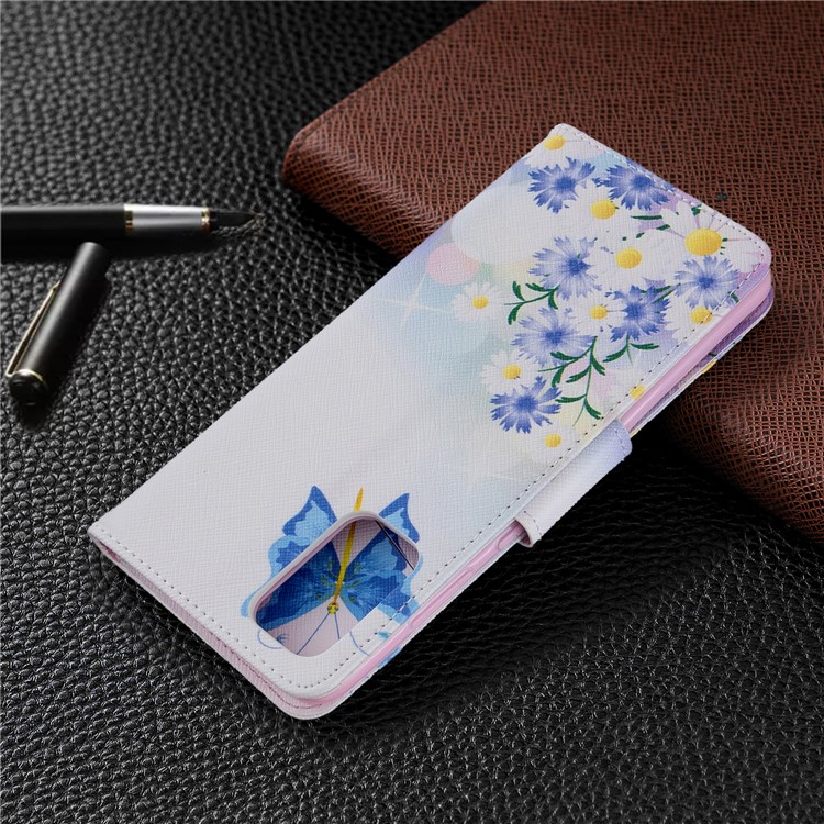 Pattern Printing Leather Wallet Case for Samsung Galaxy S20 Plus - Butterfly and Flowers-8