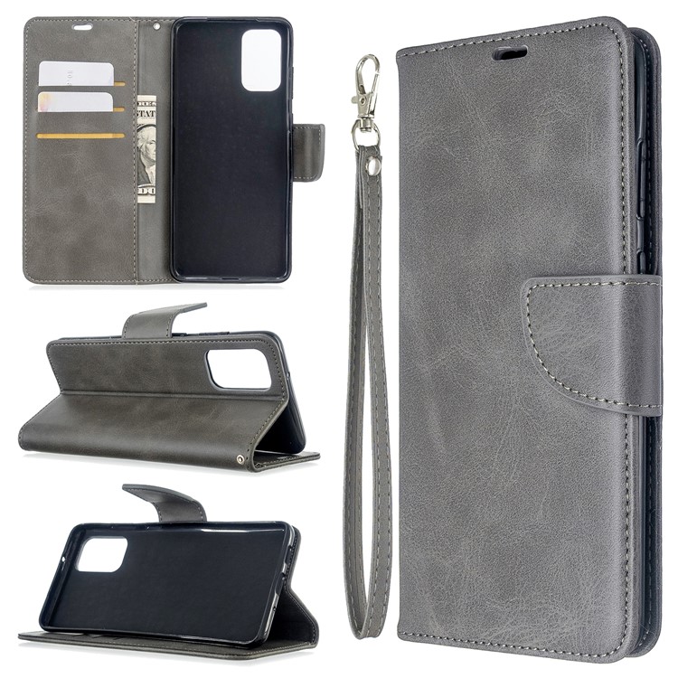 PU Carteira De Couro Da Tampa Do Caso De Suporte Com Alça Para Samsung Galaxy S11 - Cinzento-1