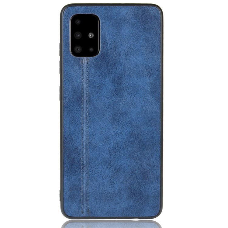 Cuir + PC + TPU Hybrid Cover Protective Base Pour Samsung Galaxy A71 - Bleu