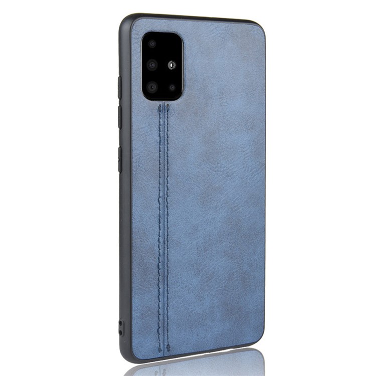 Cuir + PC + TPU Hybrid Cover Protective Base Pour Samsung Galaxy A71 - Bleu