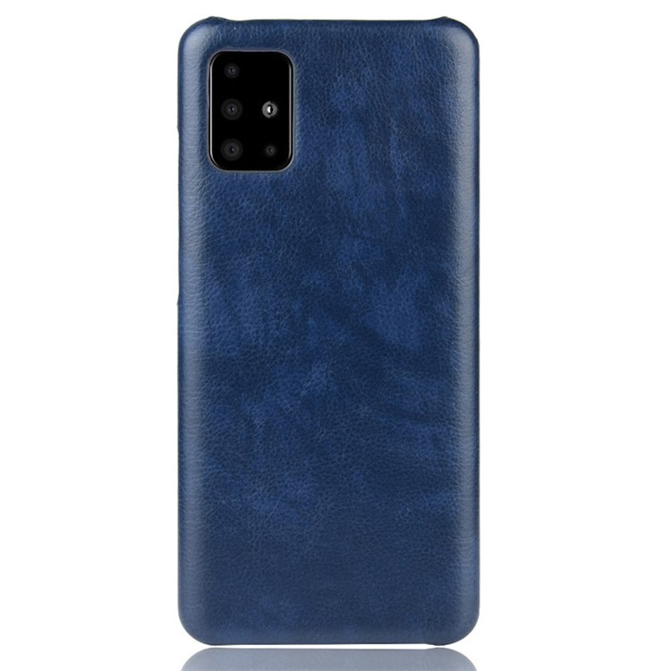 Litchi Texture Surface Leather Coated PC Case Shell for Samsung Galaxy A51 - Blue-2