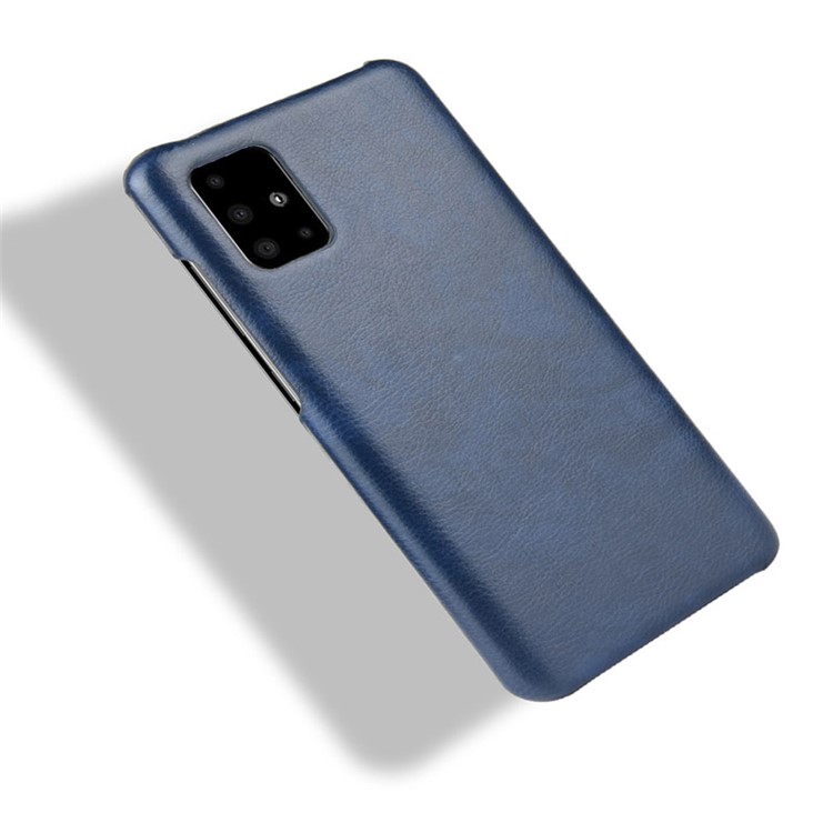 Litchi Texture Surface Leather Coated PC Case Shell for Samsung Galaxy A51 - Blue-4