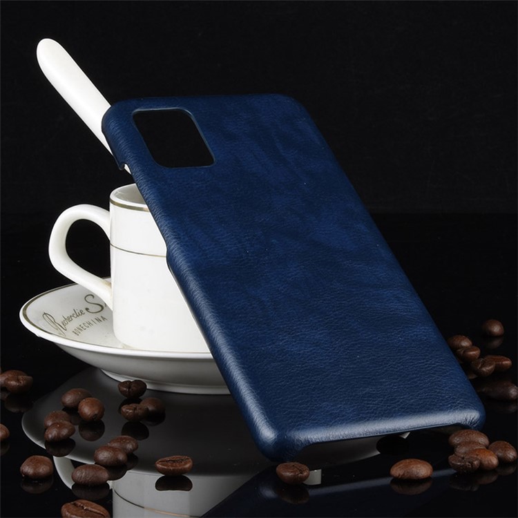Litchi Texture Surface Leather Coated PC Case Shell for Samsung Galaxy A51 - Blue-5