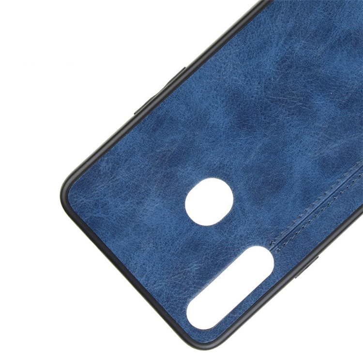 PU Leather Coated PC + TPU Hybrid Back Case for Samsung Galaxy A20s - Blue-2