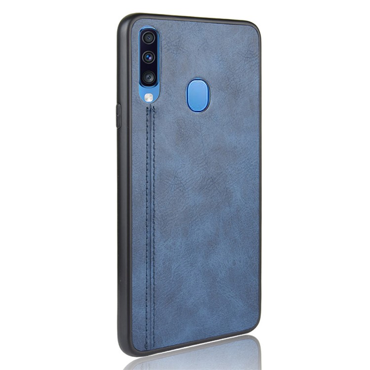 PU Leather Coated PC + TPU Hybrid Back Case for Samsung Galaxy A20s - Blue-4