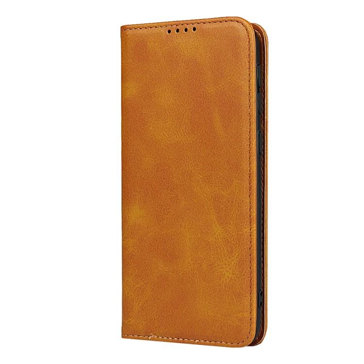 Auto-absorbed Leather Wallet Stand Phone Cover Casing for Samsung Galaxy M30s/M21 - Brown-2