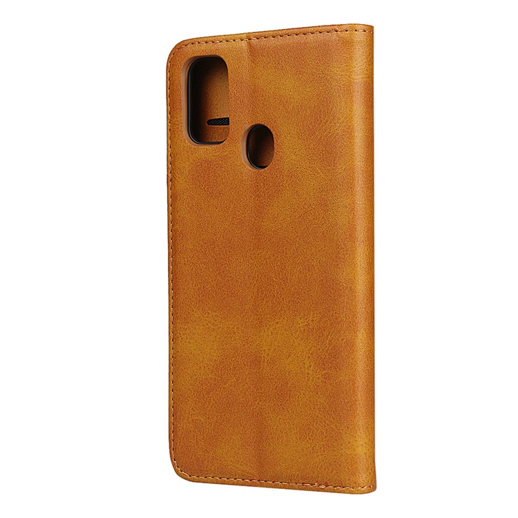 Auto-absorbed Leather Wallet Stand Phone Cover Casing for Samsung Galaxy M30s/M21 - Brown-3