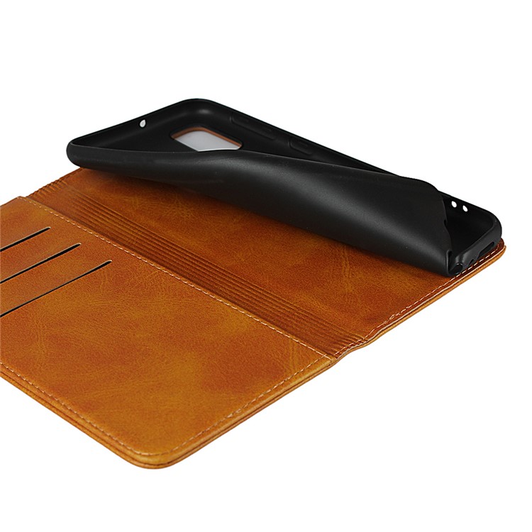 Auto-absorbed Leather Wallet Stand Phone Cover Casing for Samsung Galaxy M30s/M21 - Brown-7