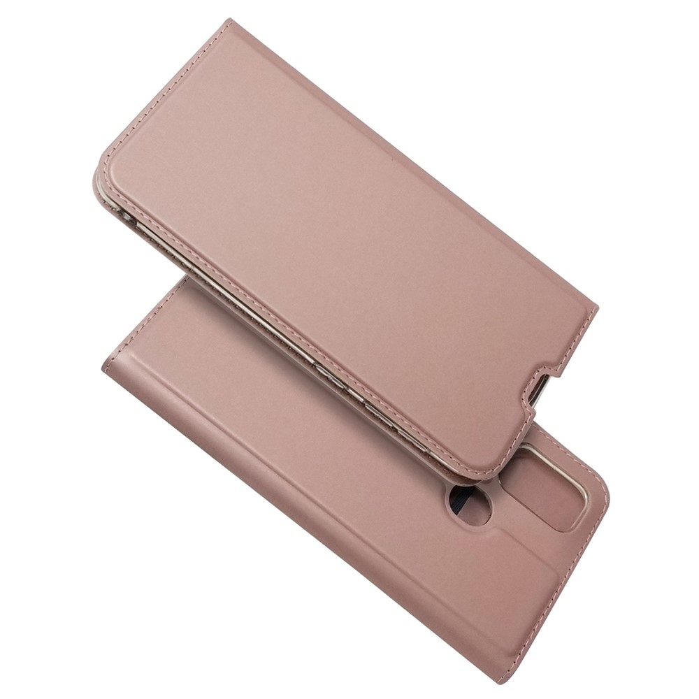 Magnetic Closure Leather Card Holder Phone Covering for Samsung Galaxy M30s / M2 - Rose Gold-1