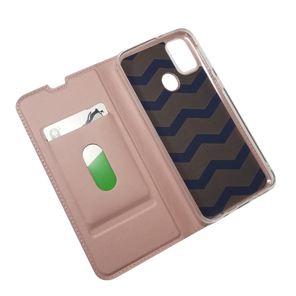 Magnetic Closure Leather Card Holder Phone Covering for Samsung Galaxy M30s / M2 - Rose Gold-5