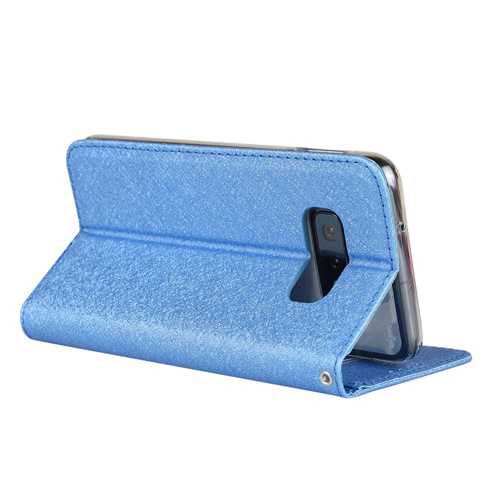 Silk Texture Leather Wallet Stand Phone Case Cover for Samsung Galaxy S10e - Blue-6