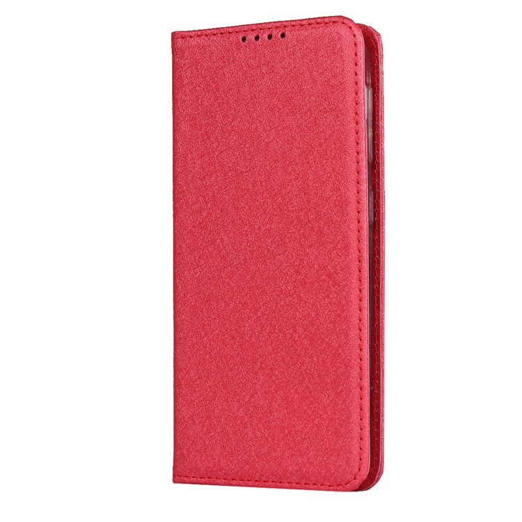 Silk Texture Leather Wallet Stand Phone Case Cover with Strap for Samsung Galaxy A20e - Red-3