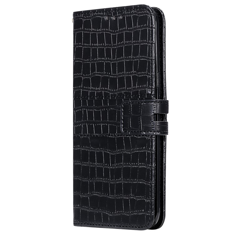 Crocodile Texture Wallet Stand Flip Leather Case for Samsung Galaxy S20 - Black-3