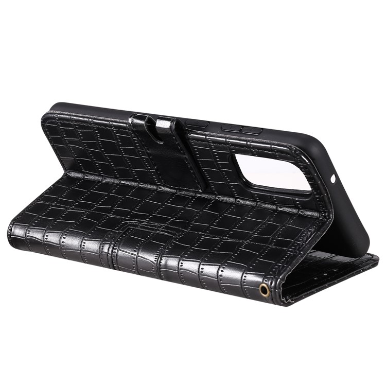 Crocodile Texture Wallet Stand Flip Leather Case for Samsung Galaxy S20 - Black-6