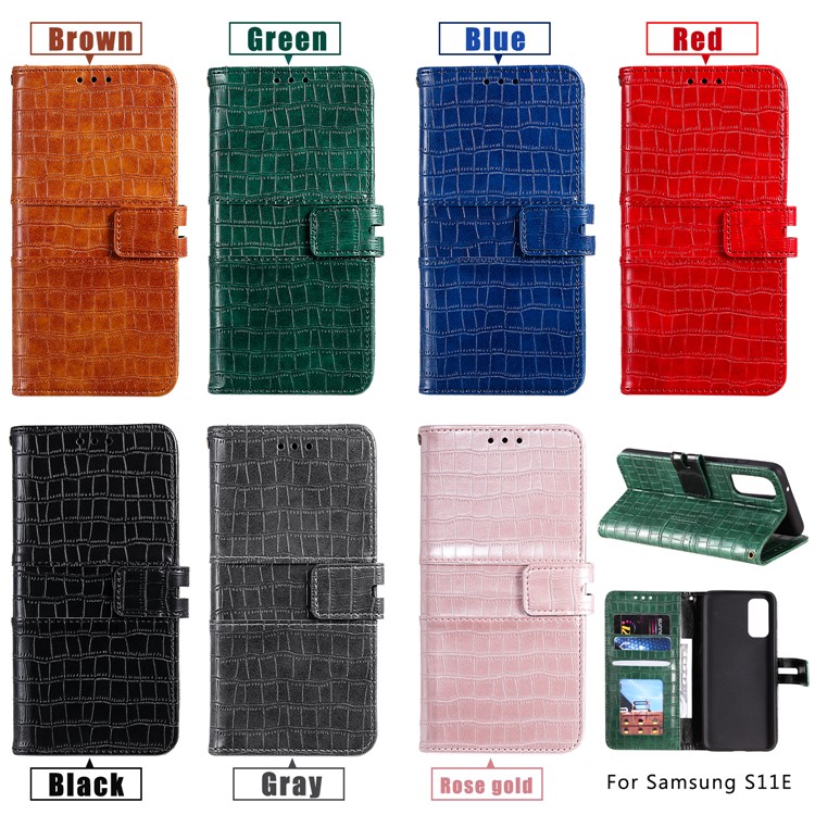 Crocodile Texture Wallet Stand Flip Leather Case for Samsung Galaxy S20 - Black-8