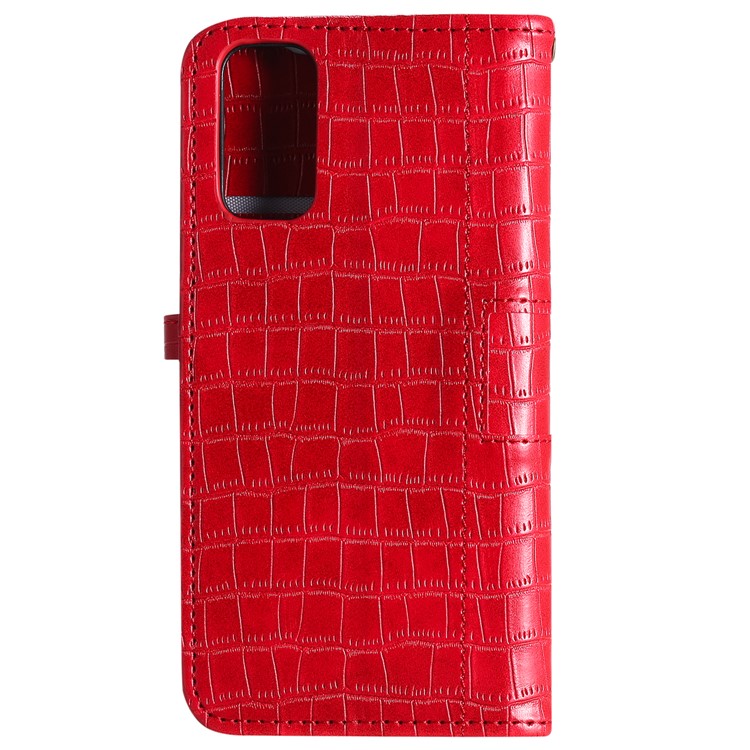 Crocodile Texture Wallet Stand Flip Leather Case for Samsung Galaxy S20 - Red-4