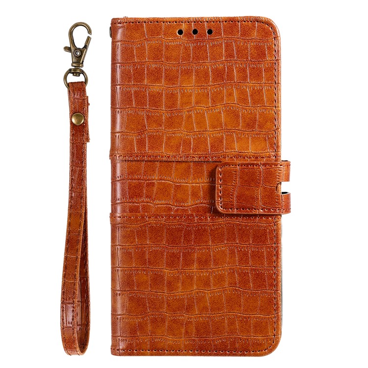 Crocodile Texture Wallet Stand Flip Leather Phone Cover for Samsung Galaxy S20 Plus - Brown-2