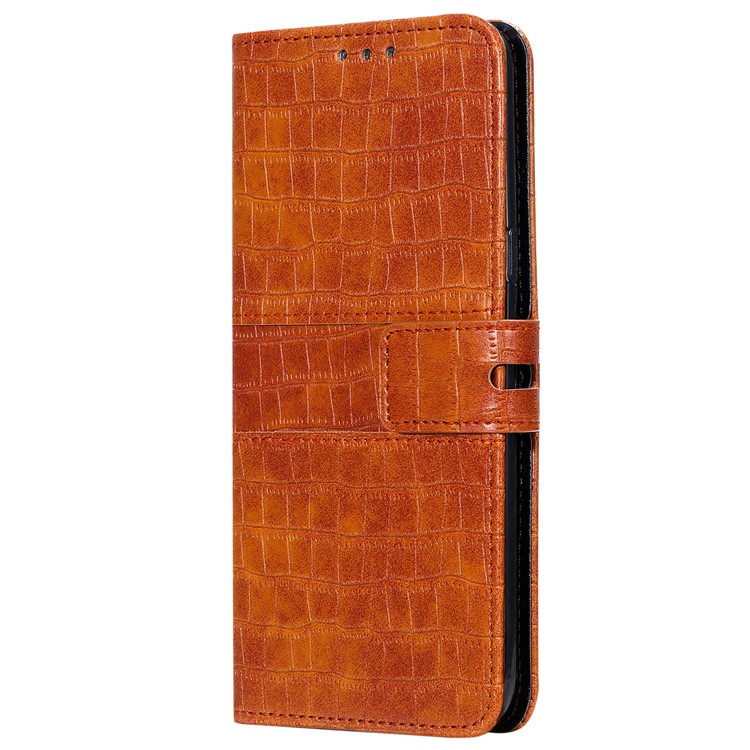 Crocodile Texture Wallet Stand Flip Leather Phone Cover for Samsung Galaxy S20 Plus - Brown-3