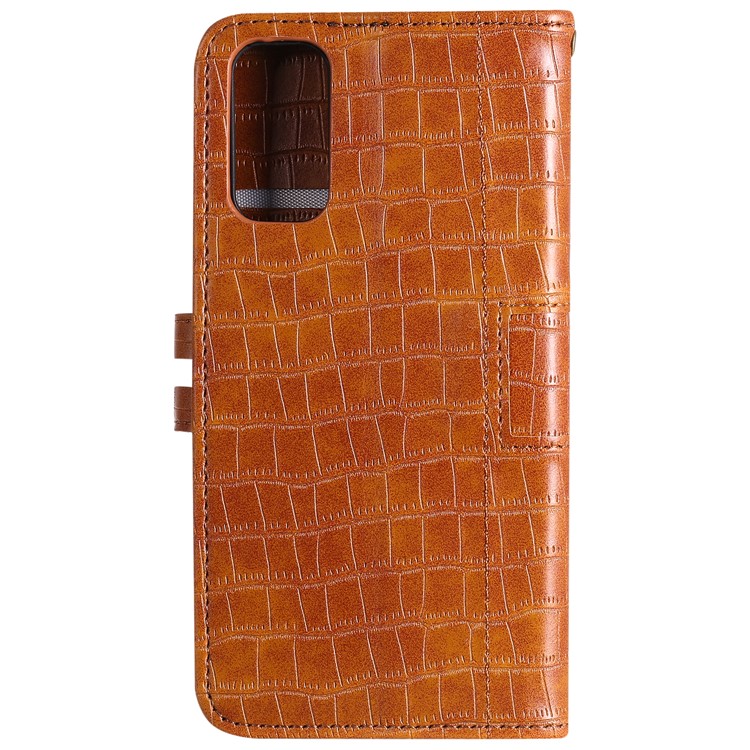 Crocodile Texture Wallet Stand Flip Leather Phone Cover for Samsung Galaxy S20 Plus - Brown-4
