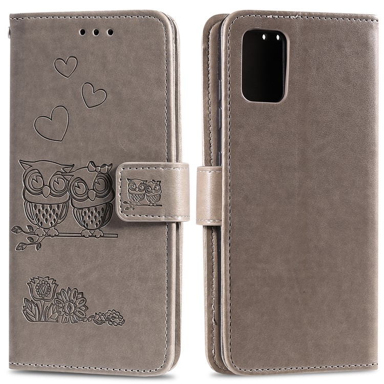 Flor Coruja Caso Protetora Telefone Couro Impressa Para Samsung Galaxy A51 - Cinzento-1
