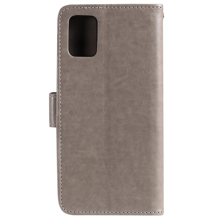 Flor Coruja Caso Protetora Telefone Couro Impressa Para Samsung Galaxy A51 - Cinzento-3