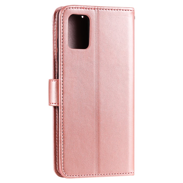 Imprinted Flower Owl Leather Phone Protective Case for Samsung Galaxy A51 - Rose Gold-5