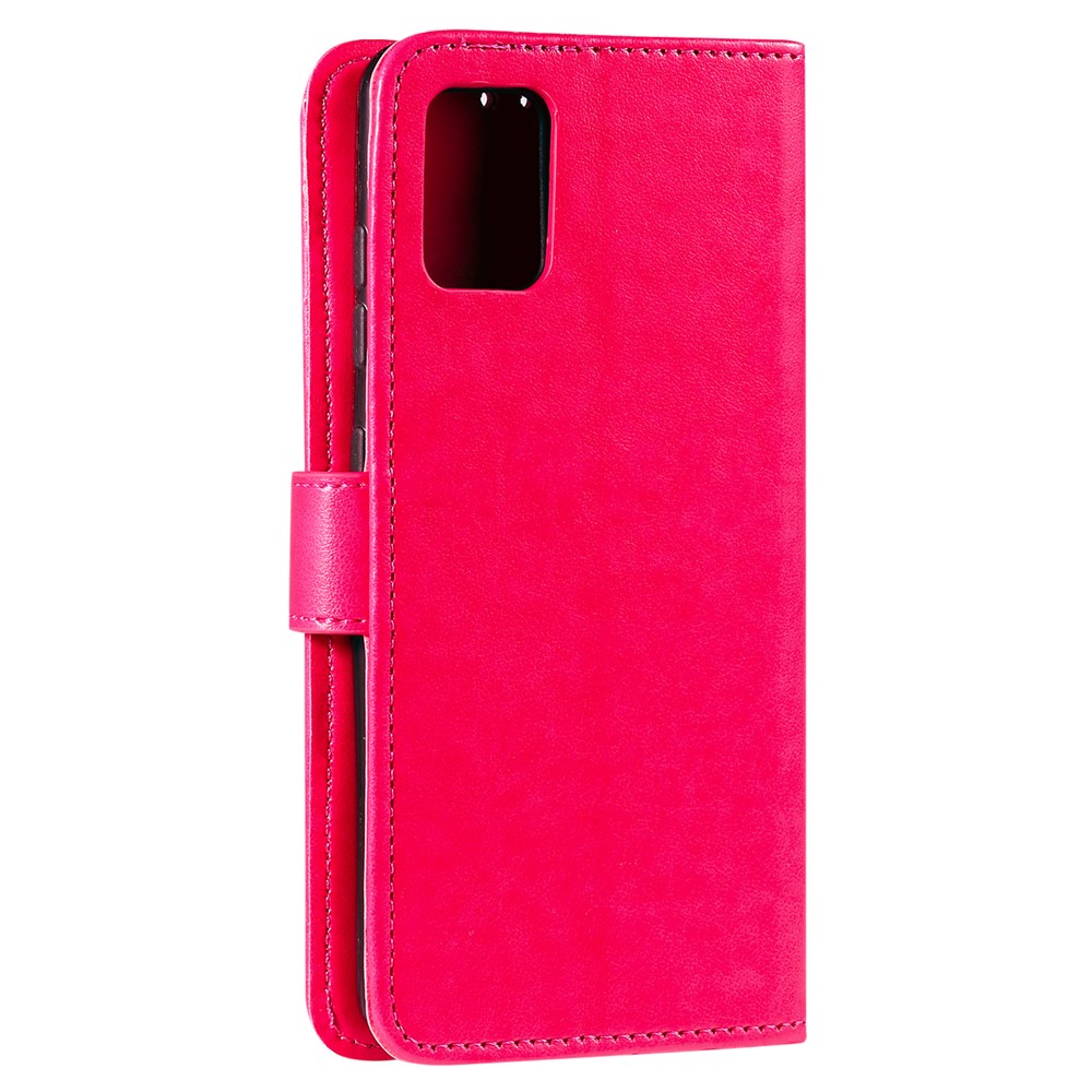 Imprint Flower Pattern Leather Wallet Stand Mobile Cover Case for Samsung Galaxy A51 - Rose-3
