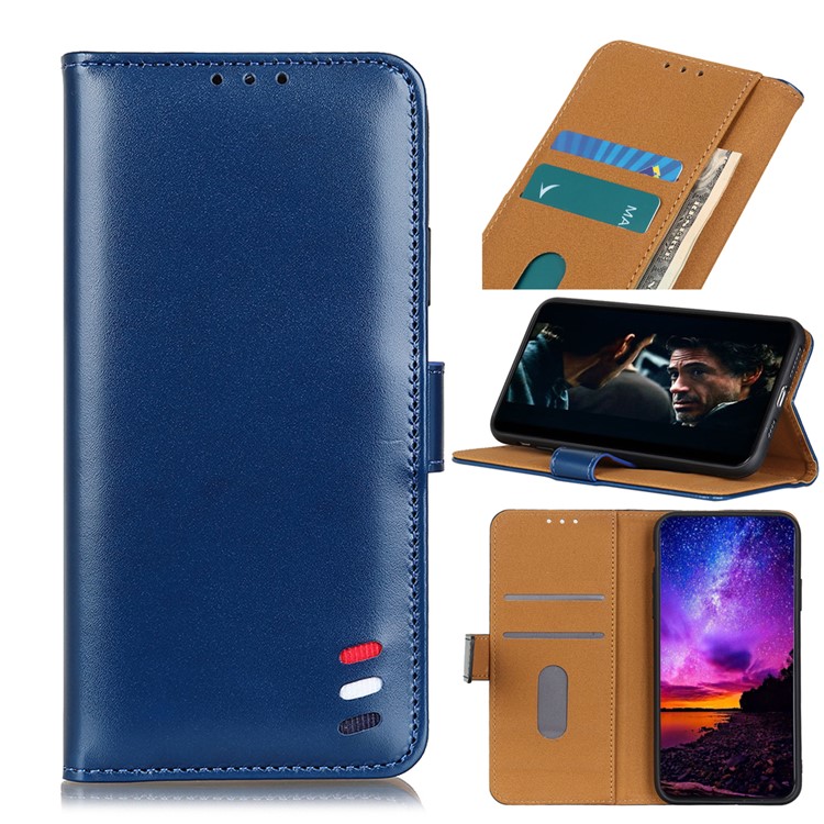 Leather Stand Case with Card Slots for Samsung Galaxy S20 Plus - Blue-1