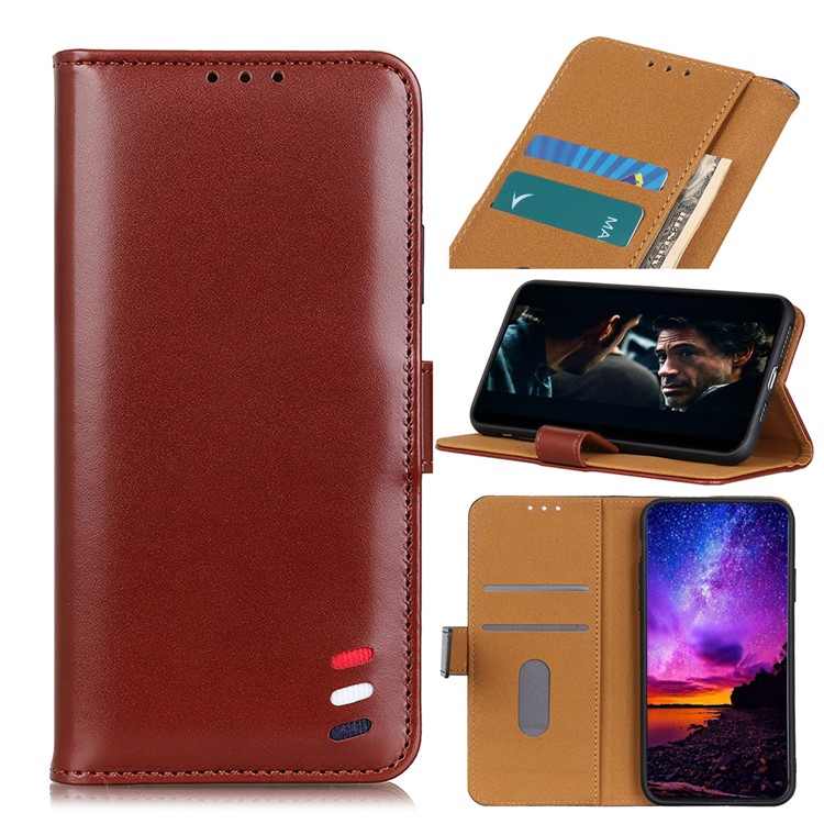 Leather Stand Case with Card Slots for Samsung Galaxy S20 Plus - Brown-1