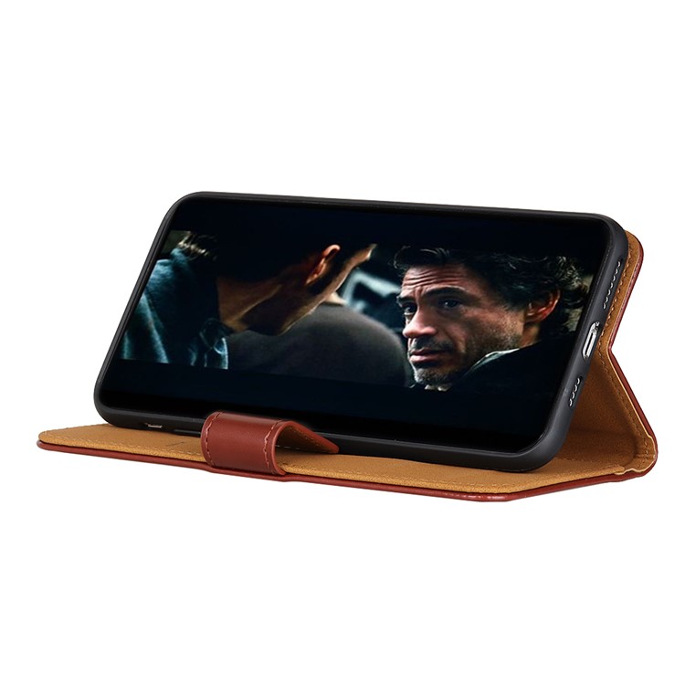 Leather Stand Case with Card Slots for Samsung Galaxy S20 Plus - Brown-3